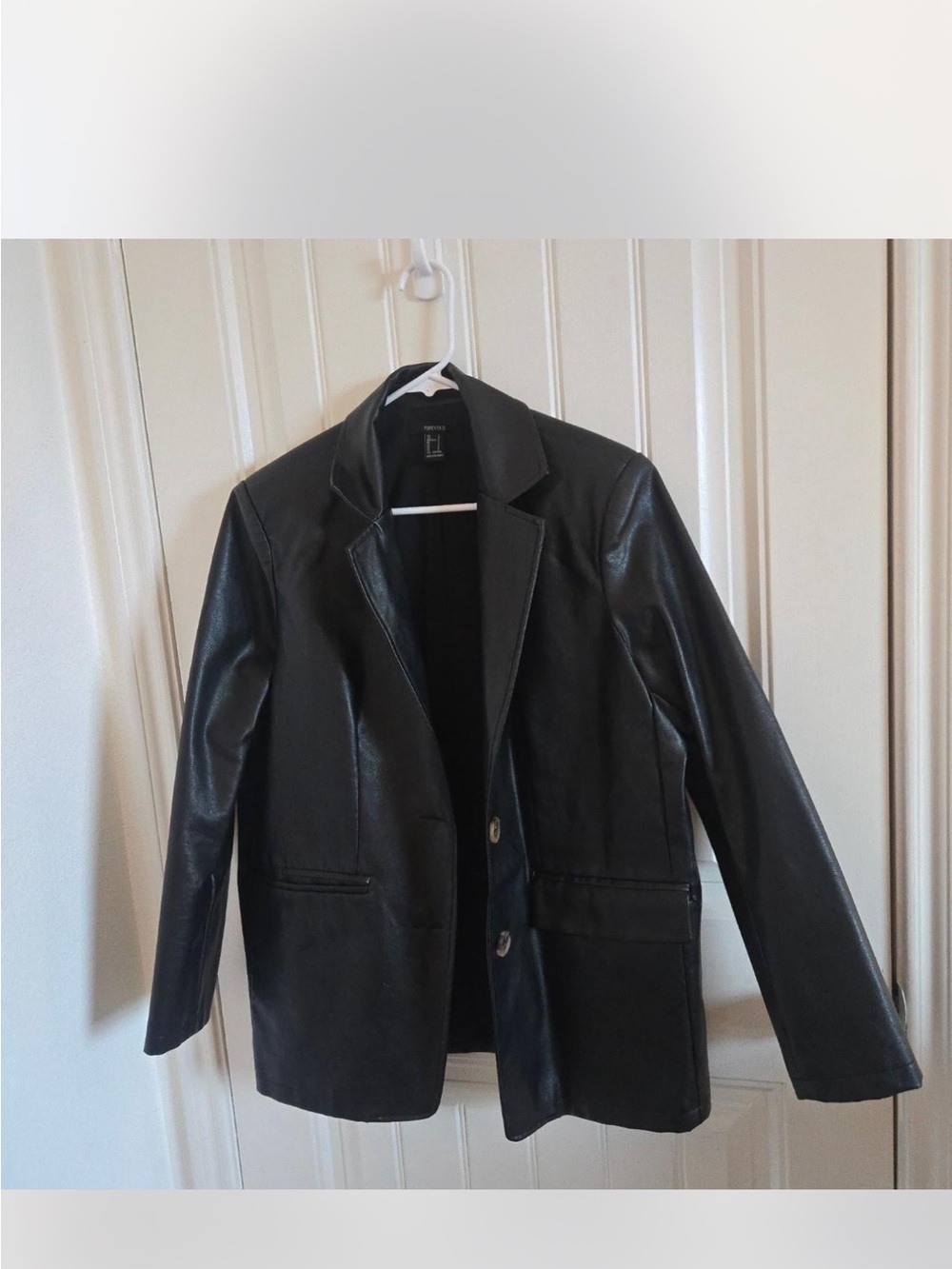 Forever 21 Black Faux Leather Blazer Jacket